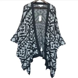 Weekend by Suzanne Betro Wrap Sweater Top Women Size L/XL Knit Gray Dark Gray